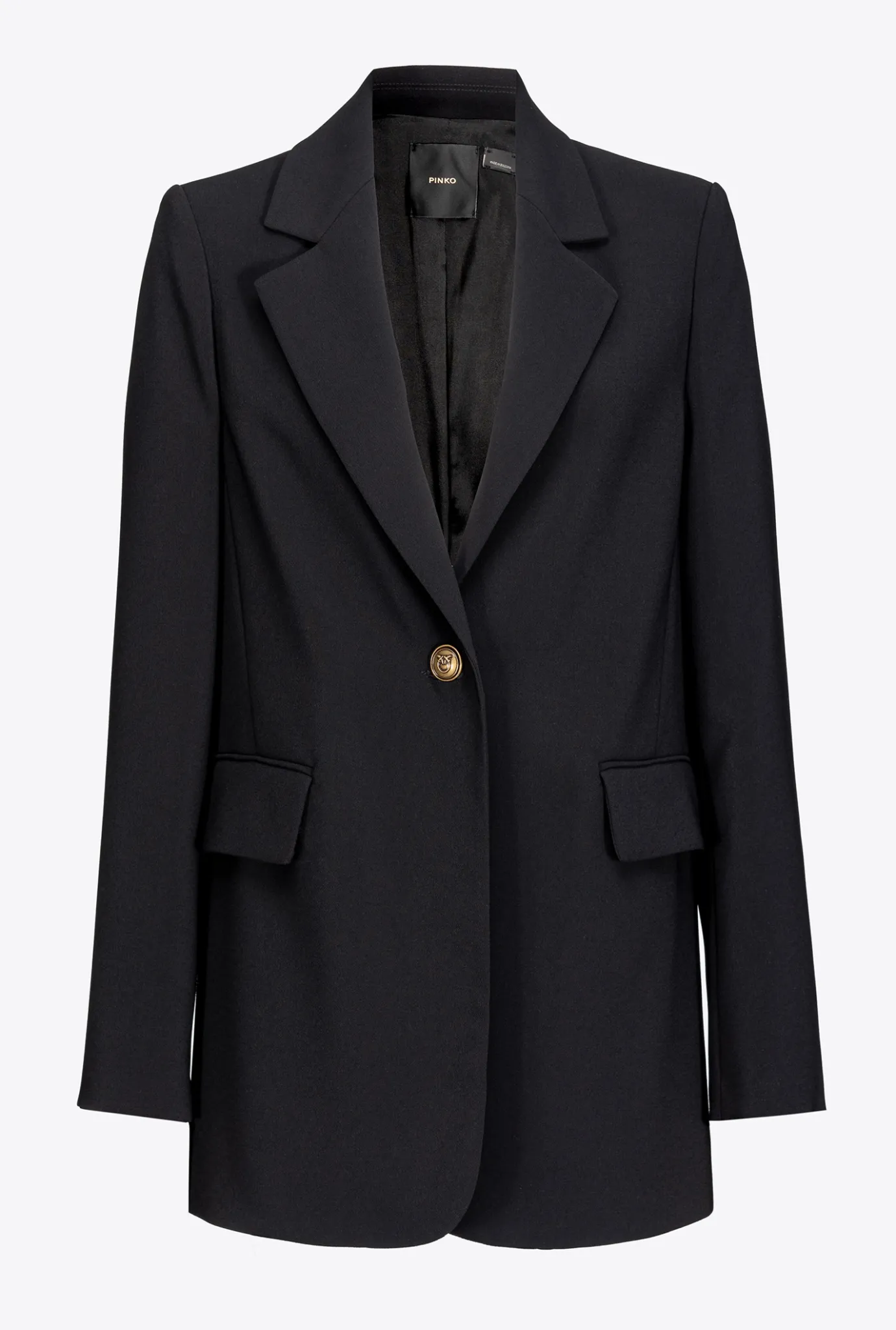 Vestes|PINKO Blazer Droit En Crepe Stretch Noir Limousine