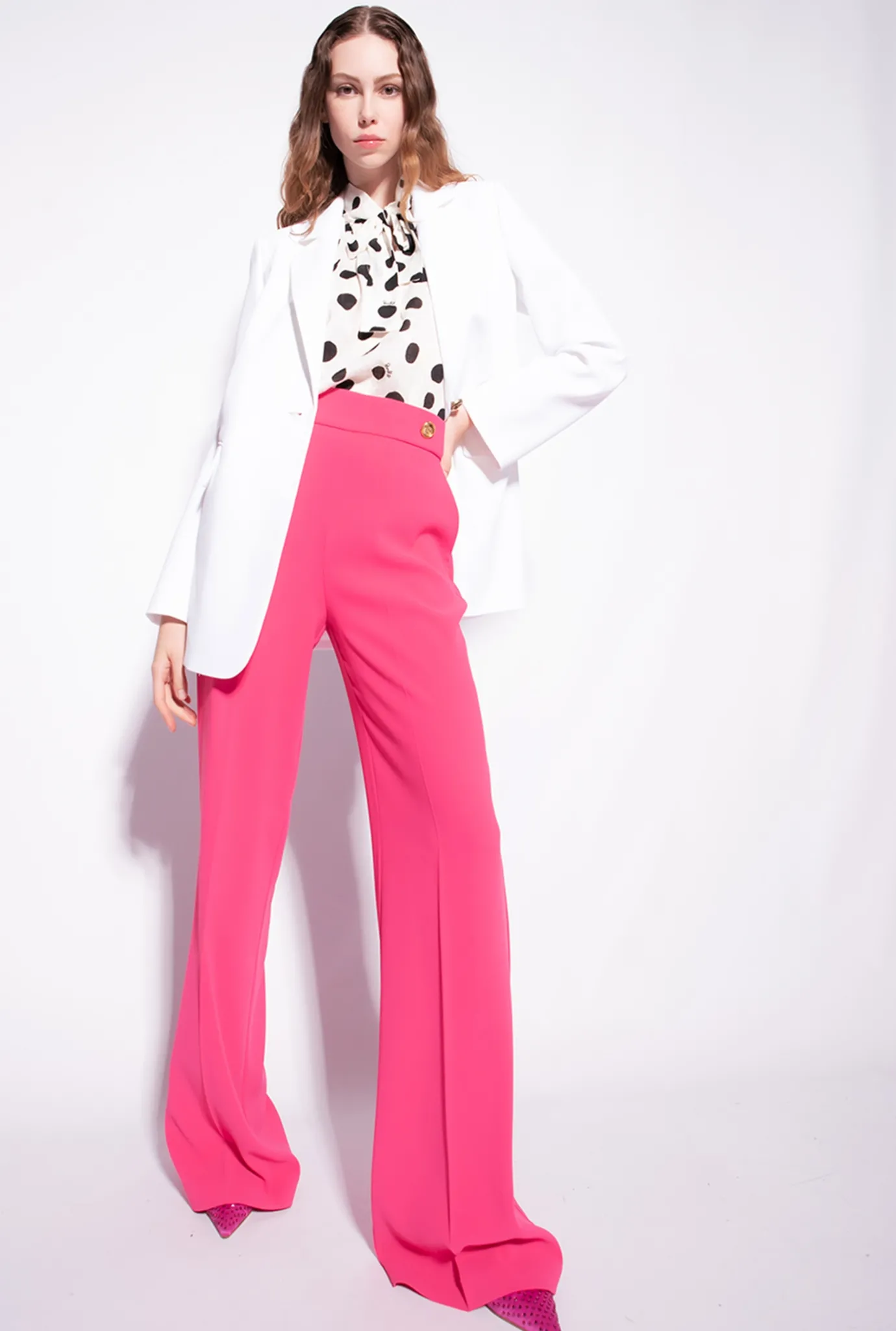 Tailleurs Et Ensembles|PINKO Blazer Droit En Crepe Stretch Blanc Ail