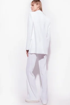 Tailleurs Et Ensembles|PINKO Blazer Droit En Crepe Stretch Blanc Nimbus