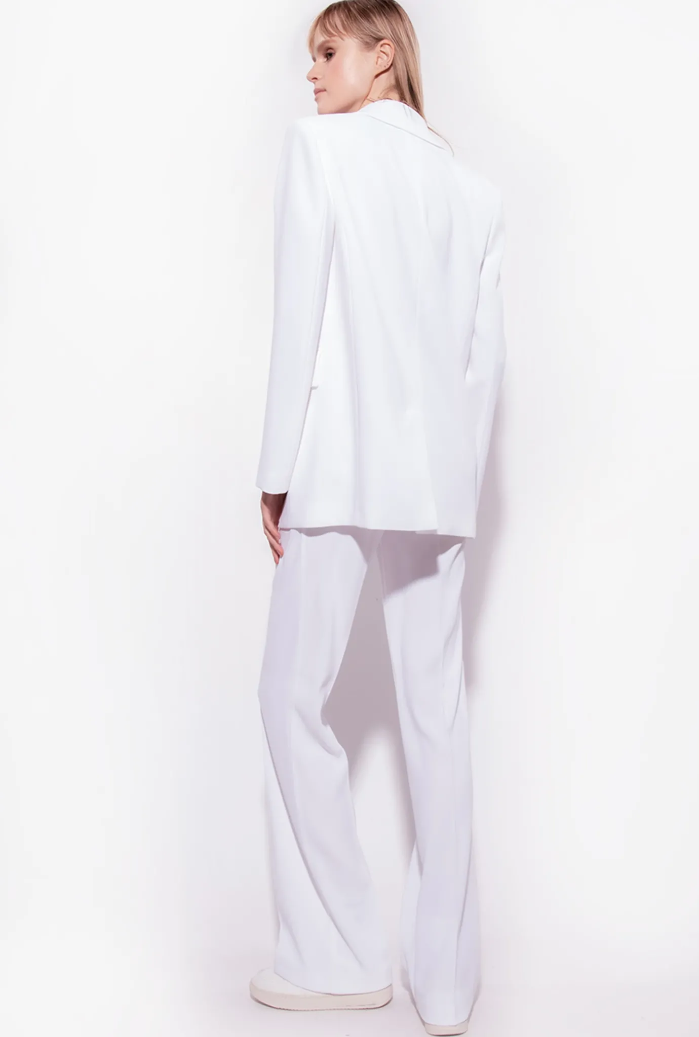 Tailleurs Et Ensembles|PINKO Blazer Droit En Crepe Stretch Blanc Nimbus