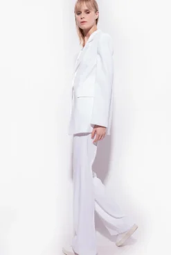Tailleurs Et Ensembles|PINKO Blazer Droit En Crepe Stretch Blanc Nimbus