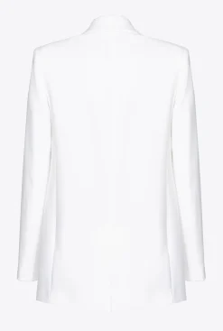 Tailleurs Et Ensembles|PINKO Blazer Droit En Crepe Stretch Blanc Nimbus