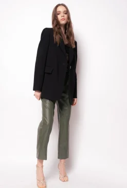Vestes|PINKO Blazer Droit En Crepe Stretch Noir Limousine