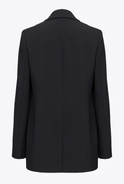 Vestes|PINKO Blazer Droit En Crepe Stretch Noir Limousine