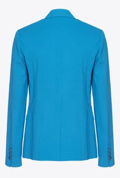Tailleurs Et Ensembles|PINKO Blazer Droit En Lin Bleu Directoire