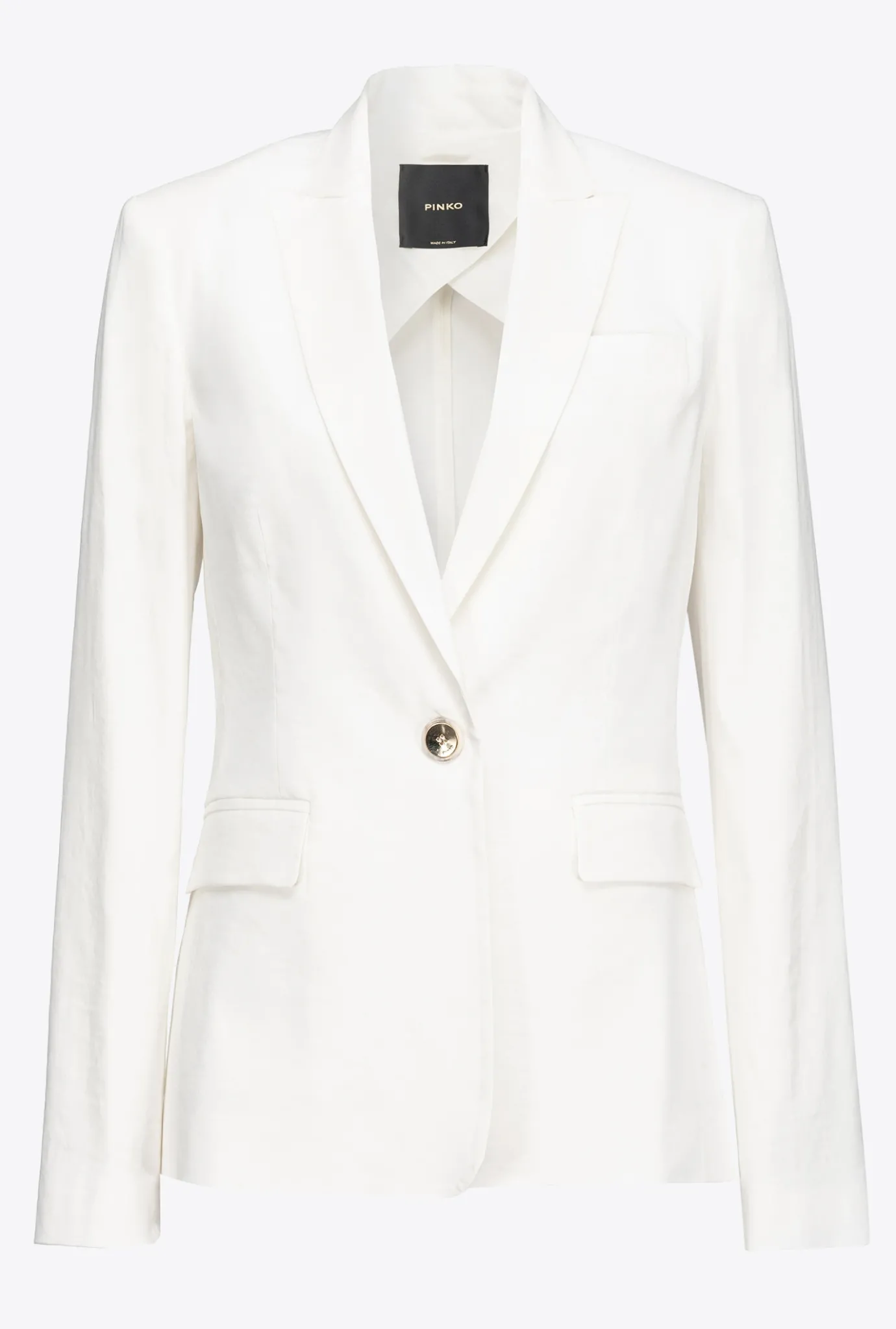 Tailleurs Et Ensembles|PINKO Blazer Droit En Lin Blanc Nimbus