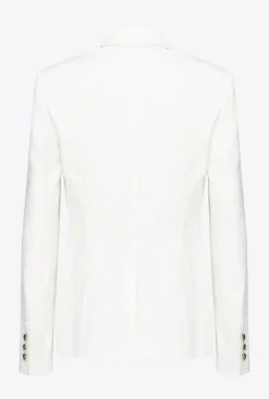 Tailleurs Et Ensembles|PINKO Blazer Droit En Lin Blanc Nimbus