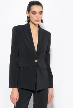 Tailleurs Et Ensembles|PINKO Blazer Droit Stretch Noir Limousine