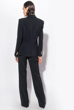 Tailleurs Et Ensembles|PINKO Blazer Droit Stretch Noir Limousine