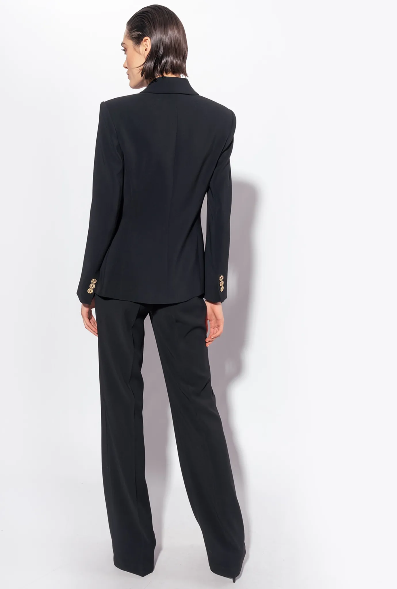Tailleurs Et Ensembles|PINKO Blazer Droit Stretch Noir Limousine