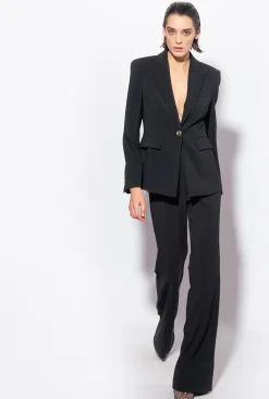 Tailleurs Et Ensembles|PINKO Blazer Droit Stretch Noir Limousine