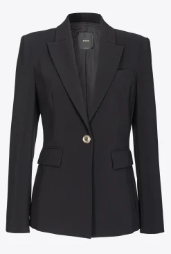 Tailleurs Et Ensembles|PINKO Blazer Droit Stretch Noir Limousine