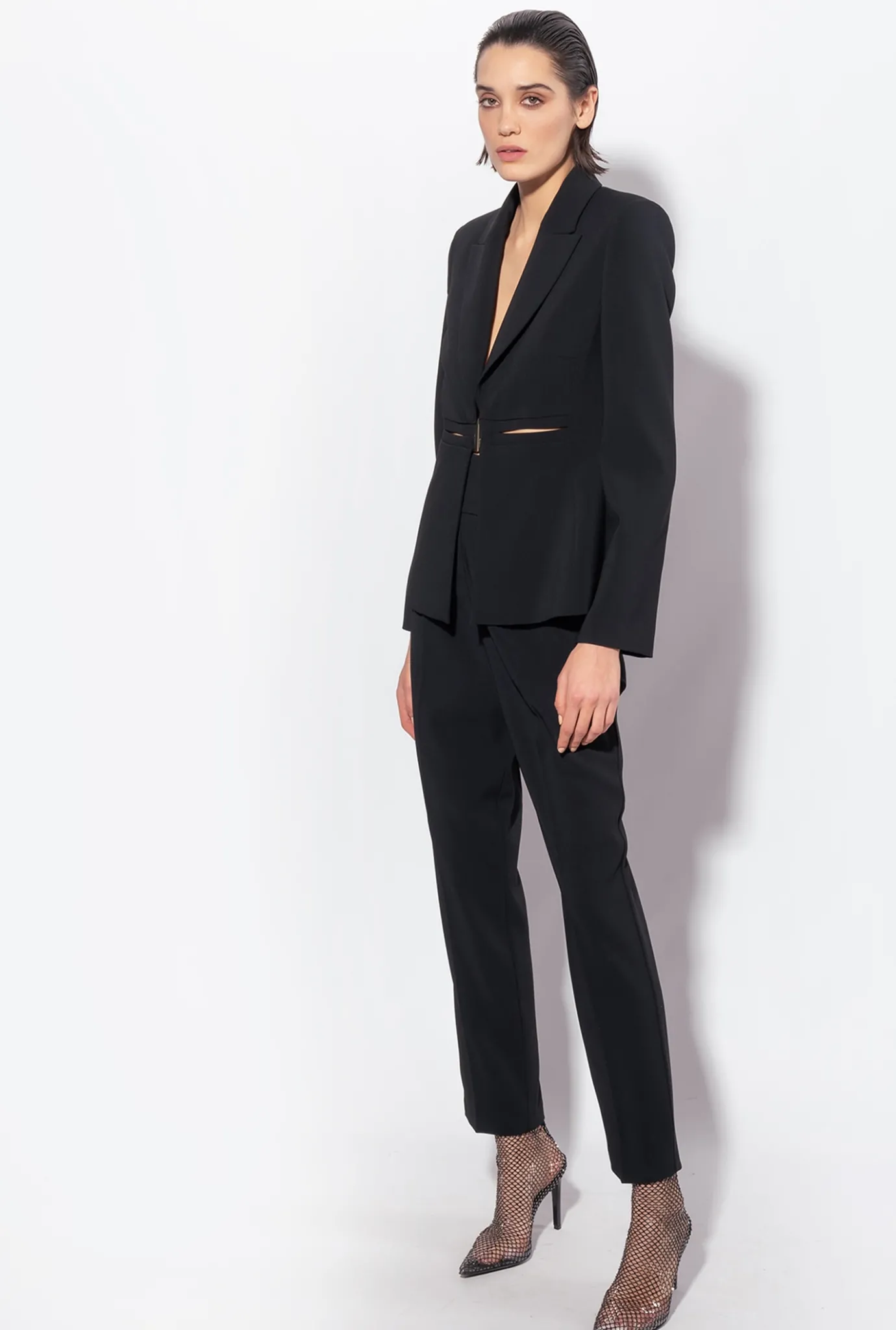 Tailleurs Et Ensembles|PINKO Blazer Elegant Stretch Noir Limousine