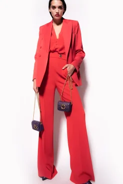 Tailleurs Et Ensembles|PINKO Blazer En Crepe Envers Satin Rouge Formule 1