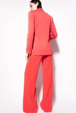 Tailleurs Et Ensembles|PINKO Blazer En Crepe Envers Satin Rouge Formule 1