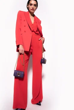Tailleurs Et Ensembles|PINKO Blazer En Crepe Envers Satin Rouge Formule 1