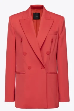 Tailleurs Et Ensembles|PINKO Blazer En Crepe Envers Satin Rouge Formule 1