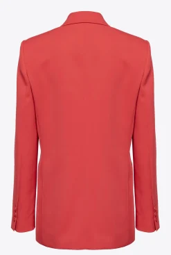 Tailleurs Et Ensembles|PINKO Blazer En Crepe Envers Satin Rouge Formule 1
