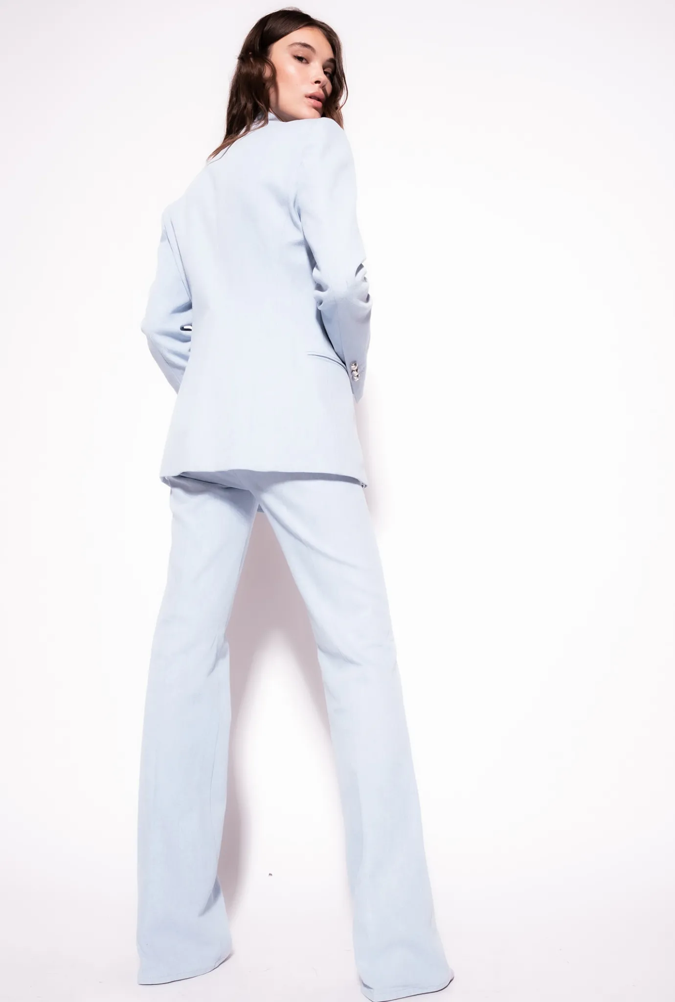 Tailleurs Et Ensembles|PINKO Blazer En Denim Confort Delavage Bleach Down