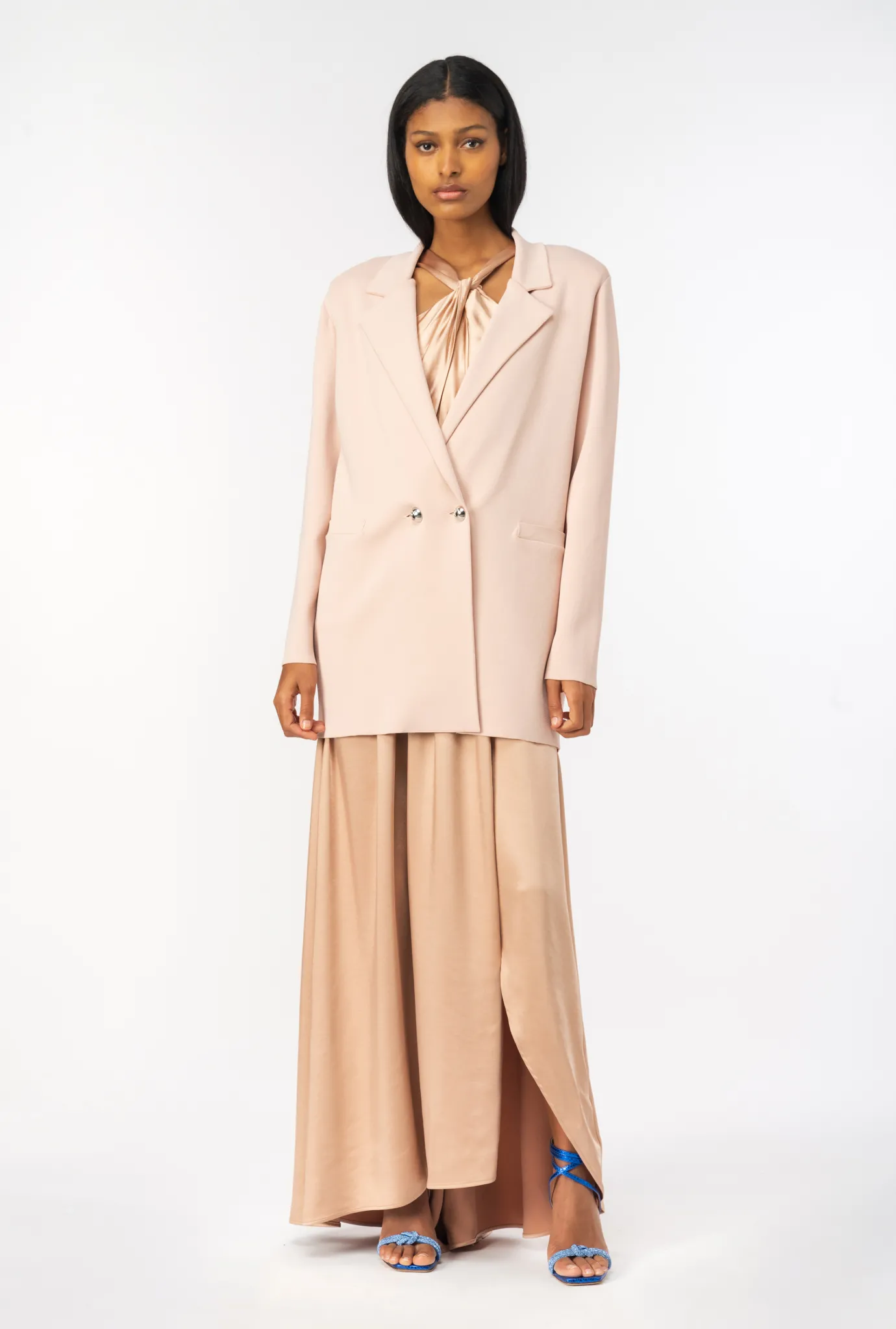 Tailleurs Et Ensembles|PINKO Blazer En Maille Rose-Fumee De Rose
