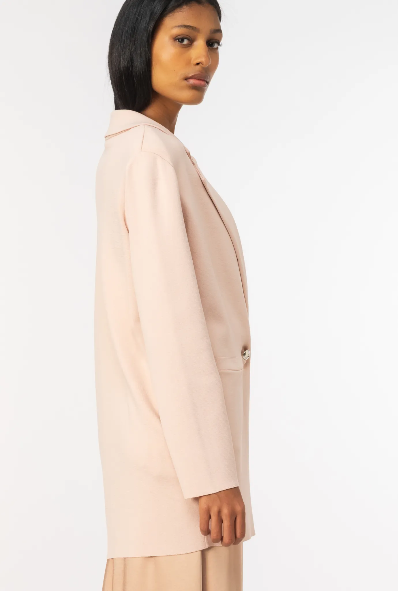 Tailleurs Et Ensembles|PINKO Blazer En Maille Rose-Fumee De Rose