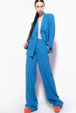 Tailleurs Et Ensembles|PINKO Blazer En Tissu De Laine Bleu Directoire