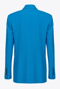 Tailleurs Et Ensembles|PINKO Blazer En Tissu De Laine Bleu Directoire