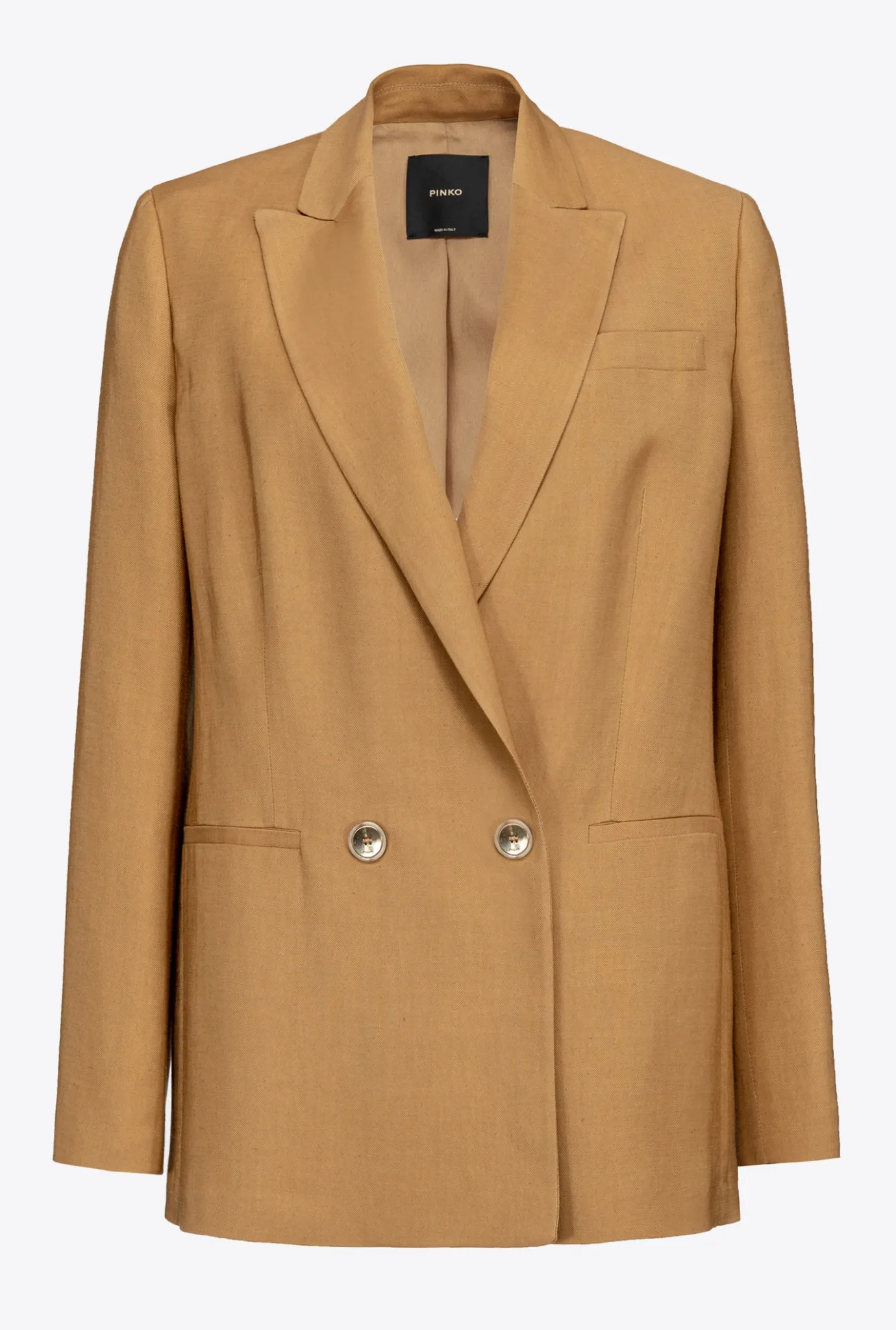 Tailleurs Et Ensembles|PINKO Blazer Fluide En Viscose Et Lin Moutarde