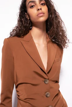 Tailleurs Et Ensembles|PINKO Blazer Slim En Tissu Technique Marron - Basset