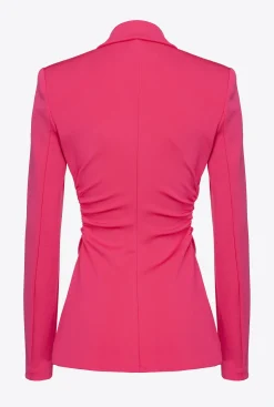 Vestes|PINKO Blazer Slim En Tissu Technique Rouge Framboise