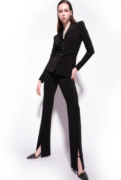 Tailleurs Et Ensembles|PINKO Blazer Slim En Tissu Technique Noir Limousine