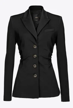 Vestes|PINKO Blazer Slim En Tissu Technique Noir Limousine