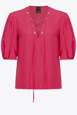 Chemises Et Blouses|PINKO Blouse A Lacets Fuchsia Cosy