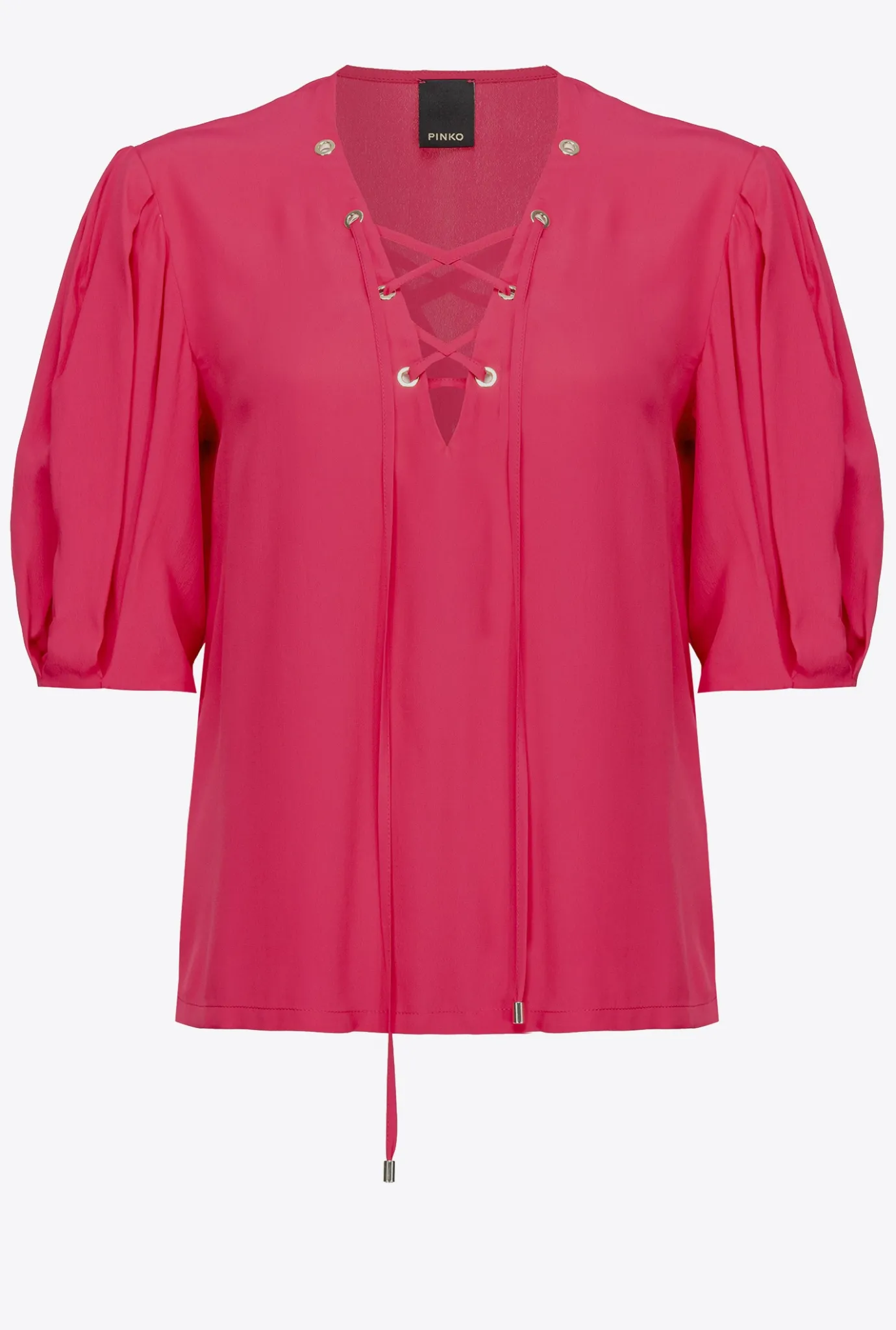 Chemises Et Blouses|PINKO Blouse A Lacets Fuchsia Cosy
