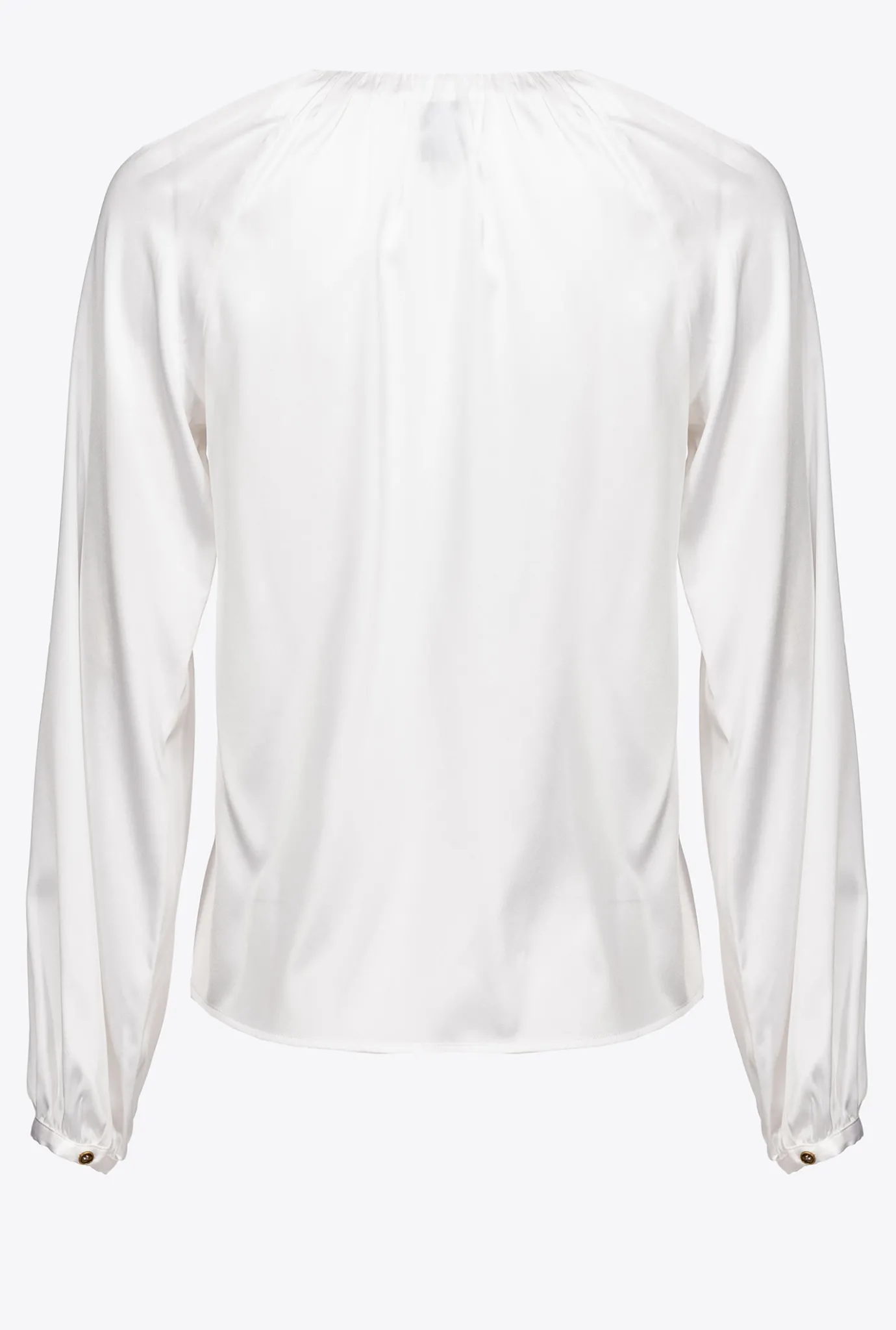 Chemises Et Blouses|PINKO Blouse A Manches Longues En Satin Stretch Blanc Brill.