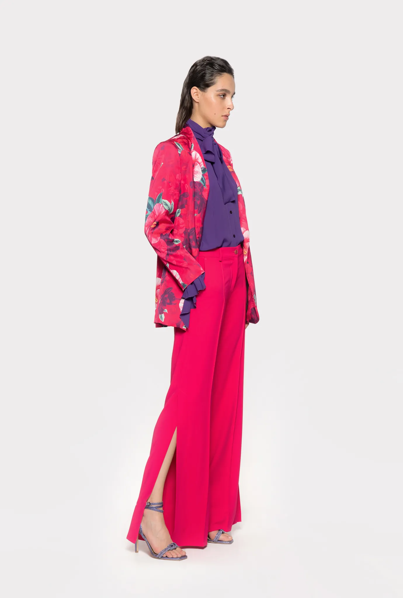 Chemises Et Blouses|PINKO Blouse A Noeud Et Ruches Violet Pensee