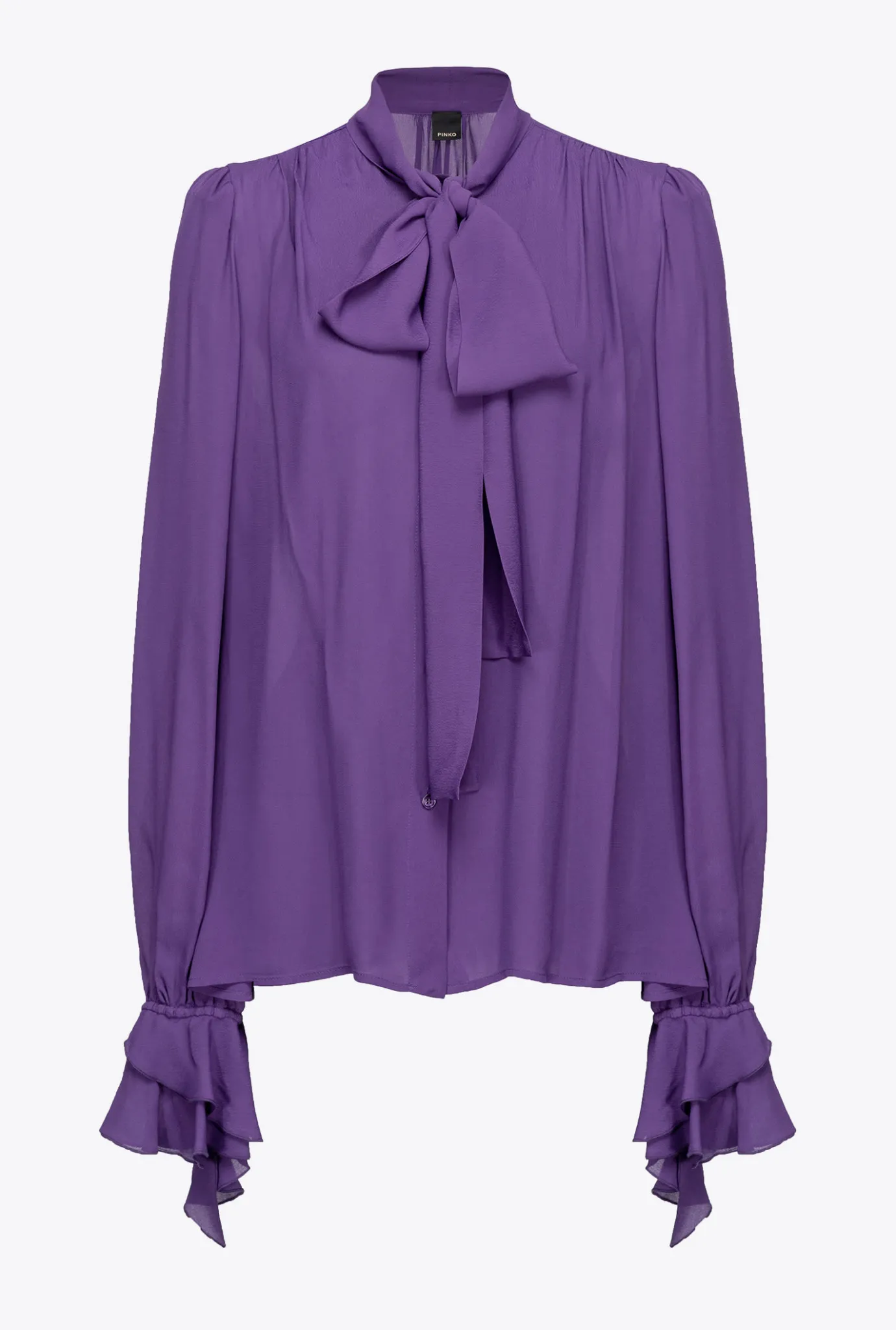 Chemises Et Blouses|PINKO Blouse A Noeud Et Ruches Violet Pensee