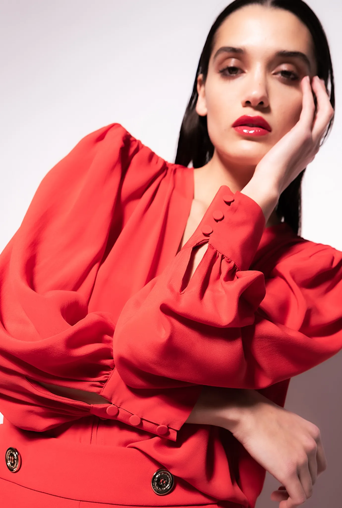 Tailleurs Et Ensembles|PINKO Blouse Boutonnee Rouge Formule 1
