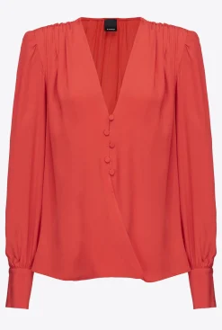 Tailleurs Et Ensembles|PINKO Blouse Boutonnee Rouge Formule 1