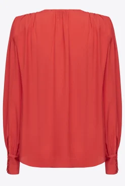 Tailleurs Et Ensembles|PINKO Blouse Boutonnee Rouge Formule 1