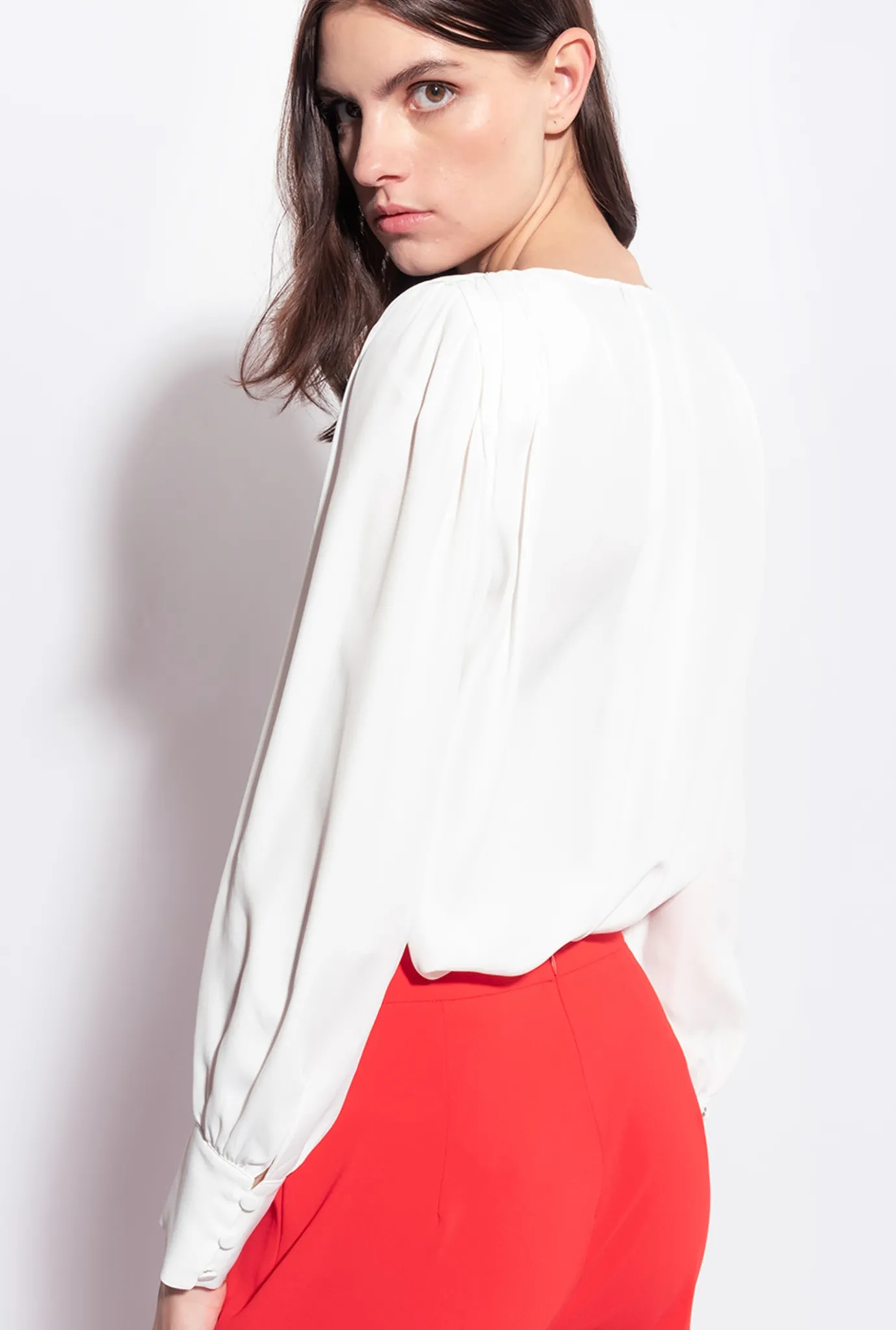 Tailleurs Et Ensembles|PINKO Blouse Boutonnee Blanc Nimbus