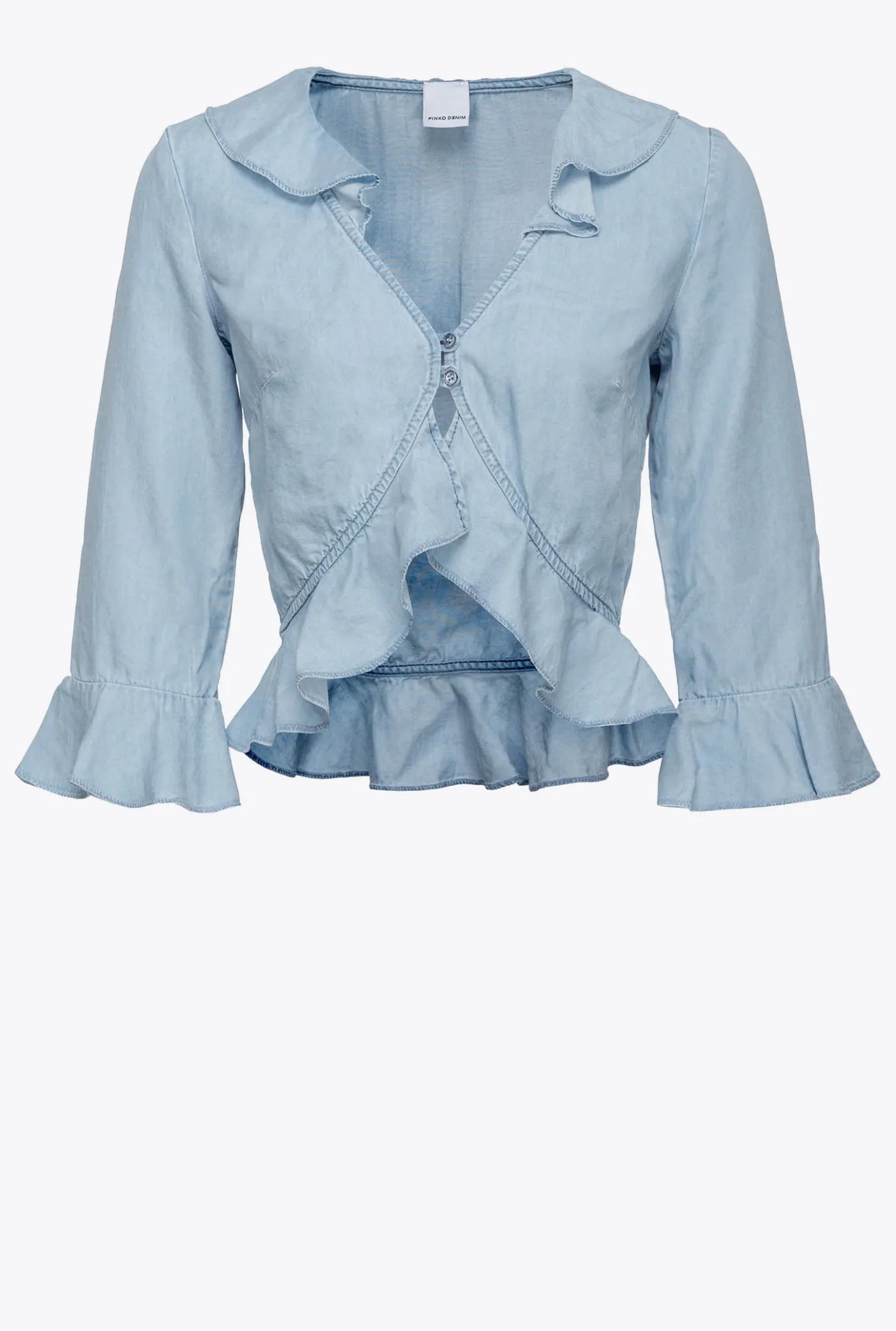 Chemises Et Blouses|PINKO Blouse Courte En Denim Lyocell Delavage Clair