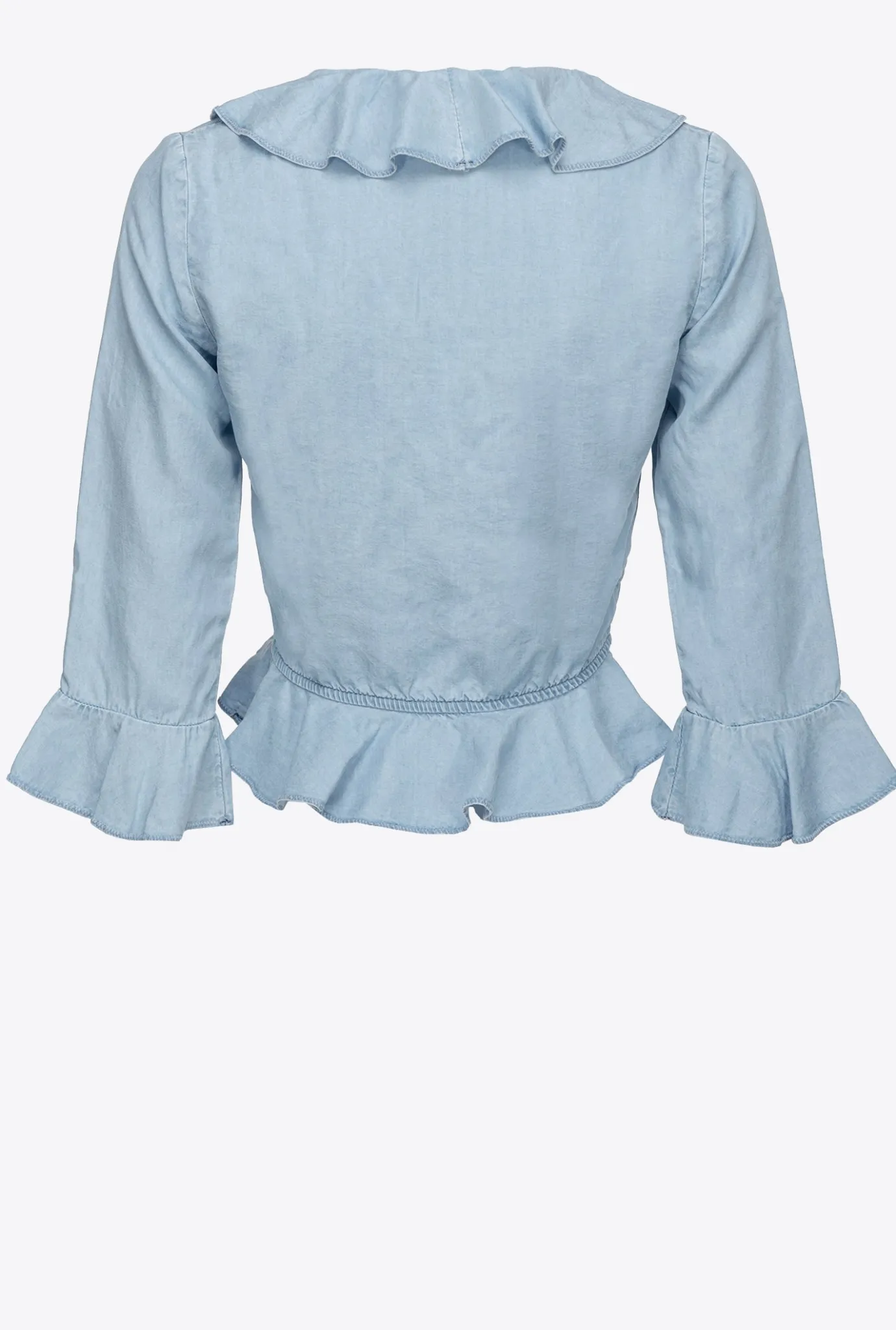 Chemises Et Blouses|PINKO Blouse Courte En Denim Lyocell Delavage Clair