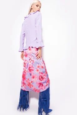 Chemises Et Blouses|PINKO Blouse Courte Volantee Violet Tulipe