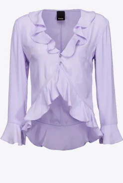 Chemises Et Blouses|PINKO Blouse Courte Volantee Violet Tulipe
