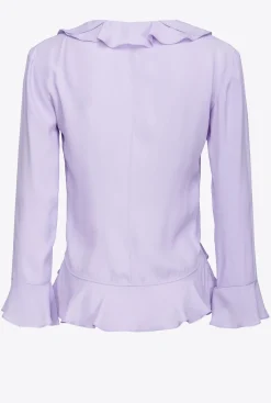 Chemises Et Blouses|PINKO Blouse Courte Volantee Violet Tulipe