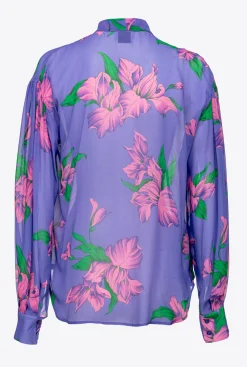 Chemises Et Blouses|PINKO Blouse Croisee A Imprime Iris Violet/Rose/Vert