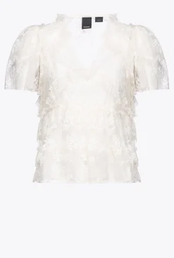Topwear|PINKO Blouse En Dentelle Blanc Nimbus