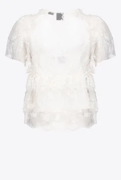 Topwear|PINKO Blouse En Dentelle Blanc Nimbus