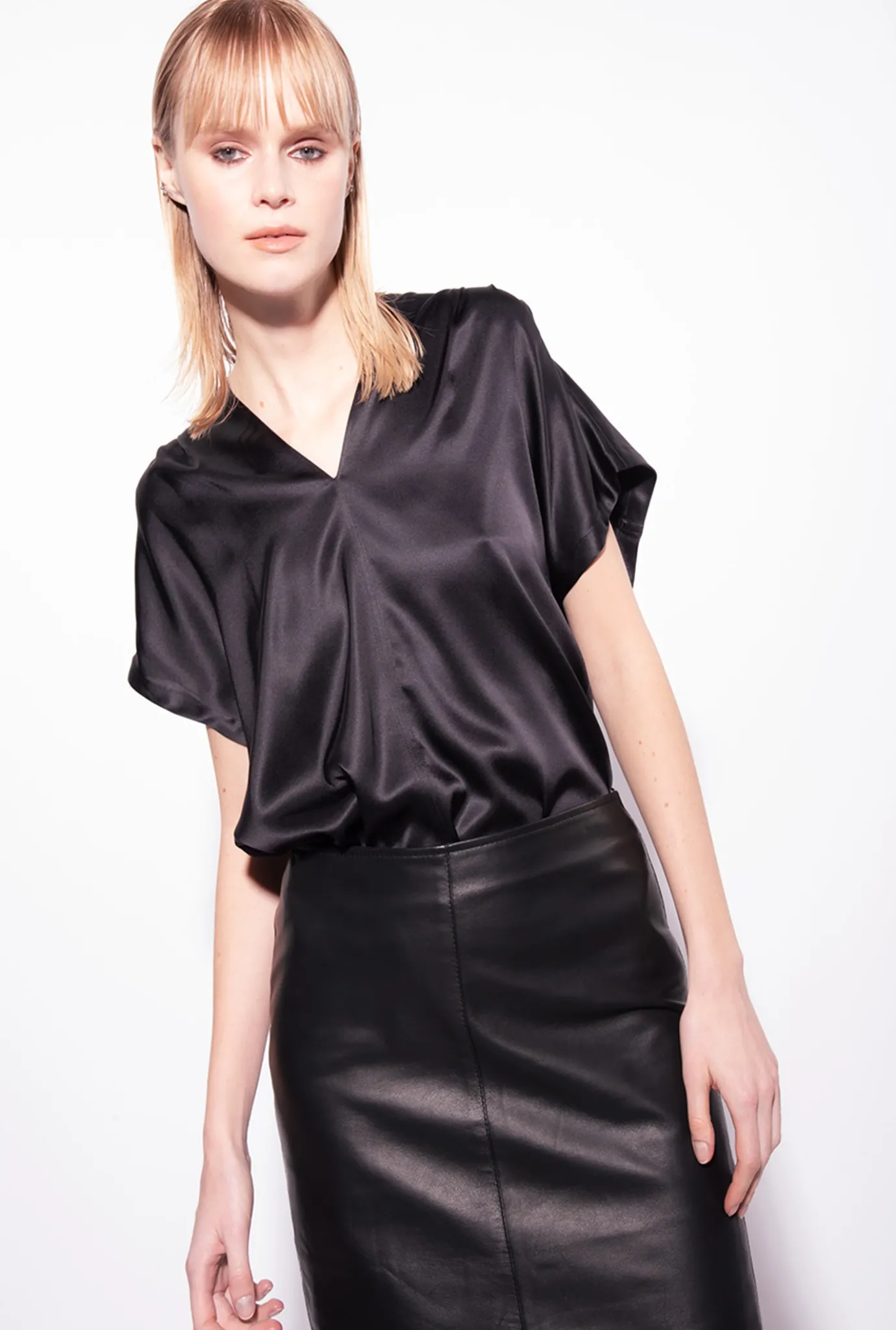 Chemises Et Blouses|PINKO Blouse En Satin Stretch Noir Limousine